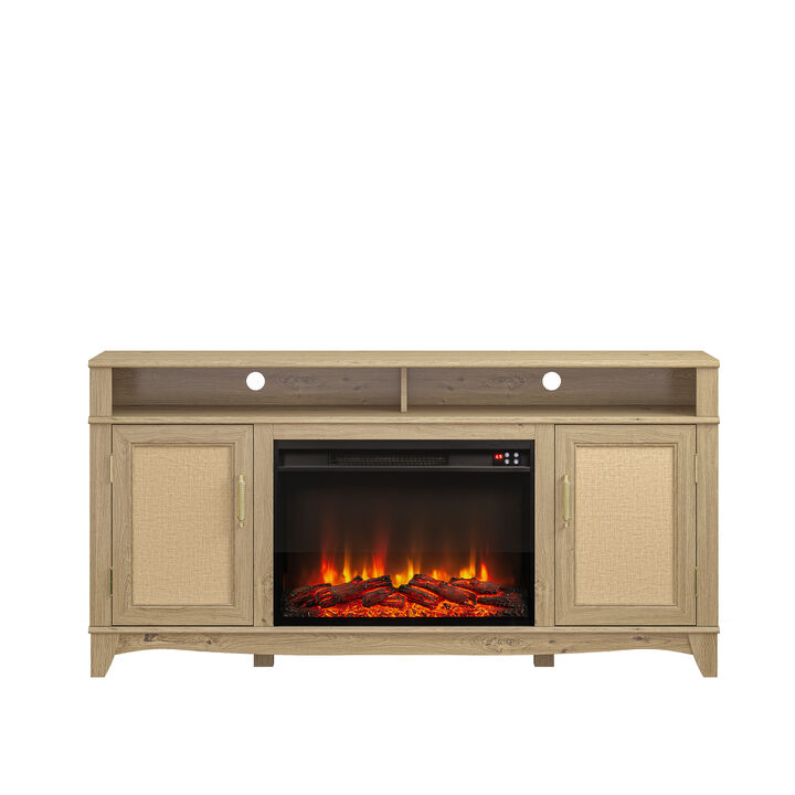 FESTIVO Farmhouse TV Stand with 26" Fireplace -Fits TVs up to 65"