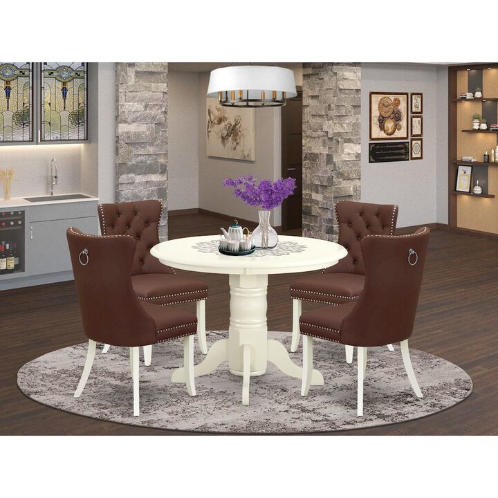 5 Piece Kitchen Table Set for Small Spaces Contains a Round Dining Table