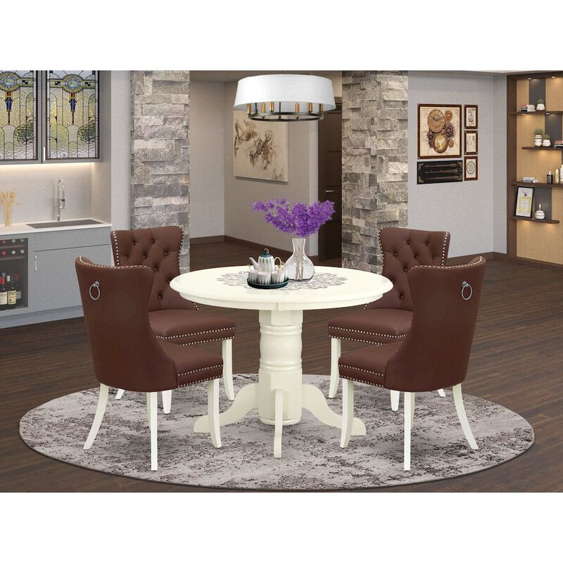 5 Piece Kitchen Table Set for Small Spaces Contains a Round Dining Table
