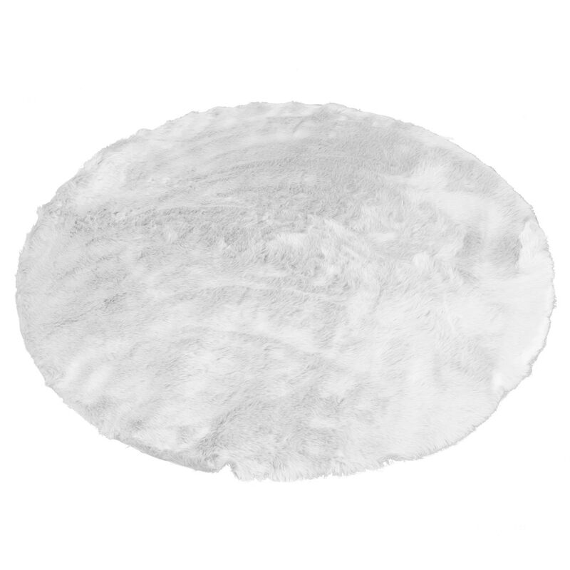 Glamour Home Aurora White Round Faux Fur Area Rug 4 Foot Wide