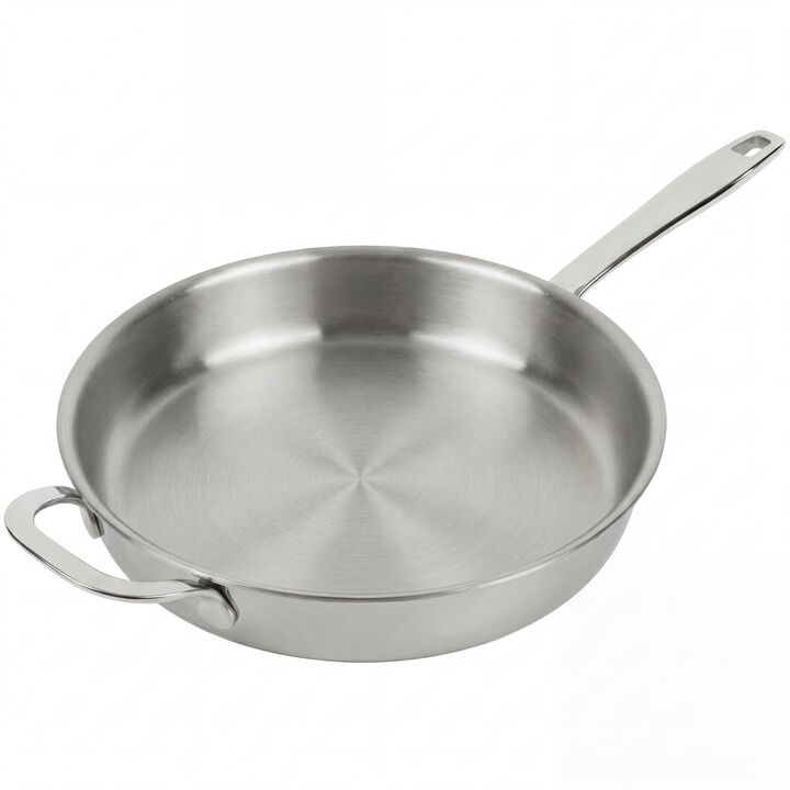 Alva Maestro 5-Ply Stainless Steel Frying Pan - Oven Safe and Made without PFAS, PFOA & PTFE - Induction and All Stovetop Compatible with Even Heat Distribution