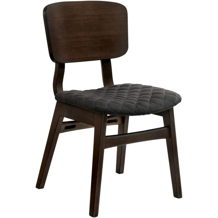 Walnut Finish Mid-Century Side Chairs with Fabric Seat