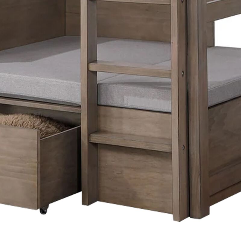 Cally Twin Loft Bed with Workstation Storage and Guardrails, Gray image number 3