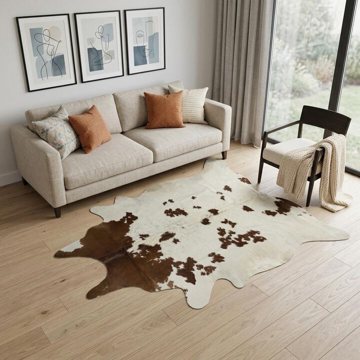 HomeRoots Cowhide Hand Knotted Area Rug