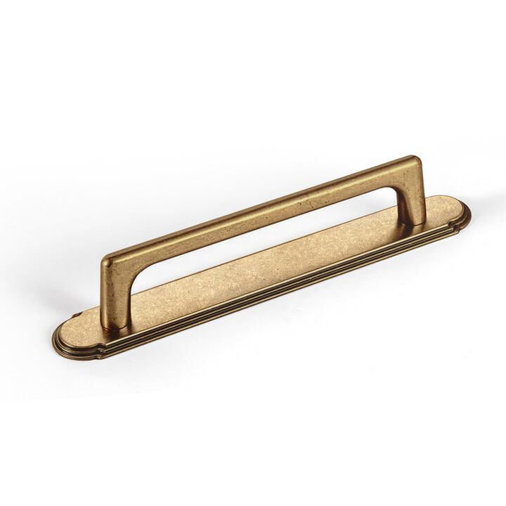 Goo-Ki Antique Brass Cabinet Pulls with Backplate,Zinc Alloy Cabinet Handle with 5''(128MM) Hole Centers 2 Pack