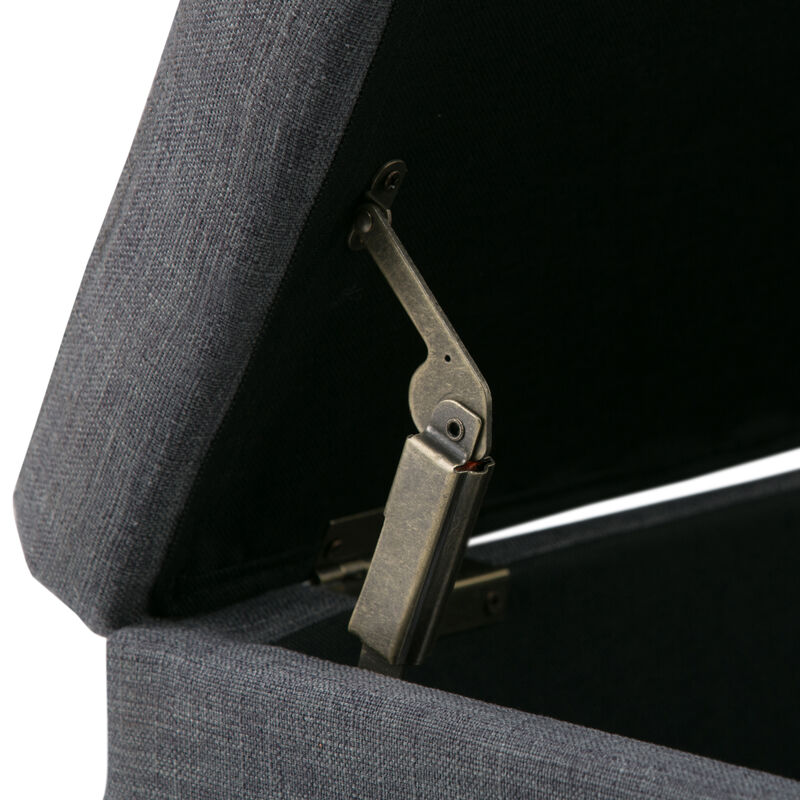 Avalon 48 inch Wide Contemporary Rectangle Storage Ottoman Bench in Slate Grey Linen Look Fabric, Assembled