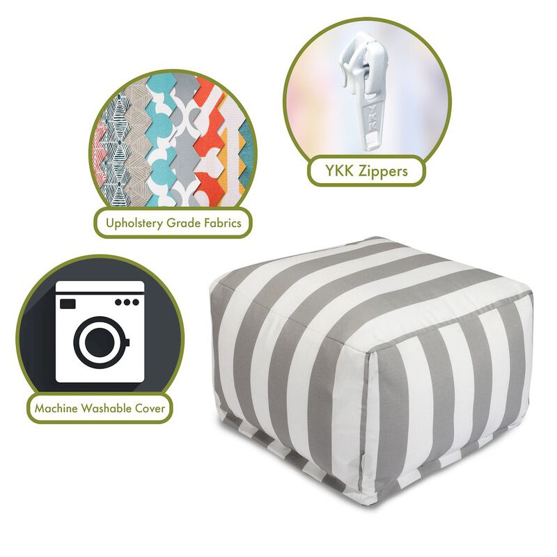 Majestic Home Goods Ottoman Pouf Vertical Stripe Gray