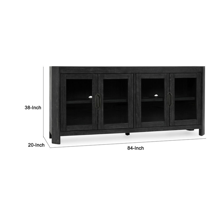 Roux Serving Buffet Cabinet Sideboard Console, 4 Doors, Black 84 Inch