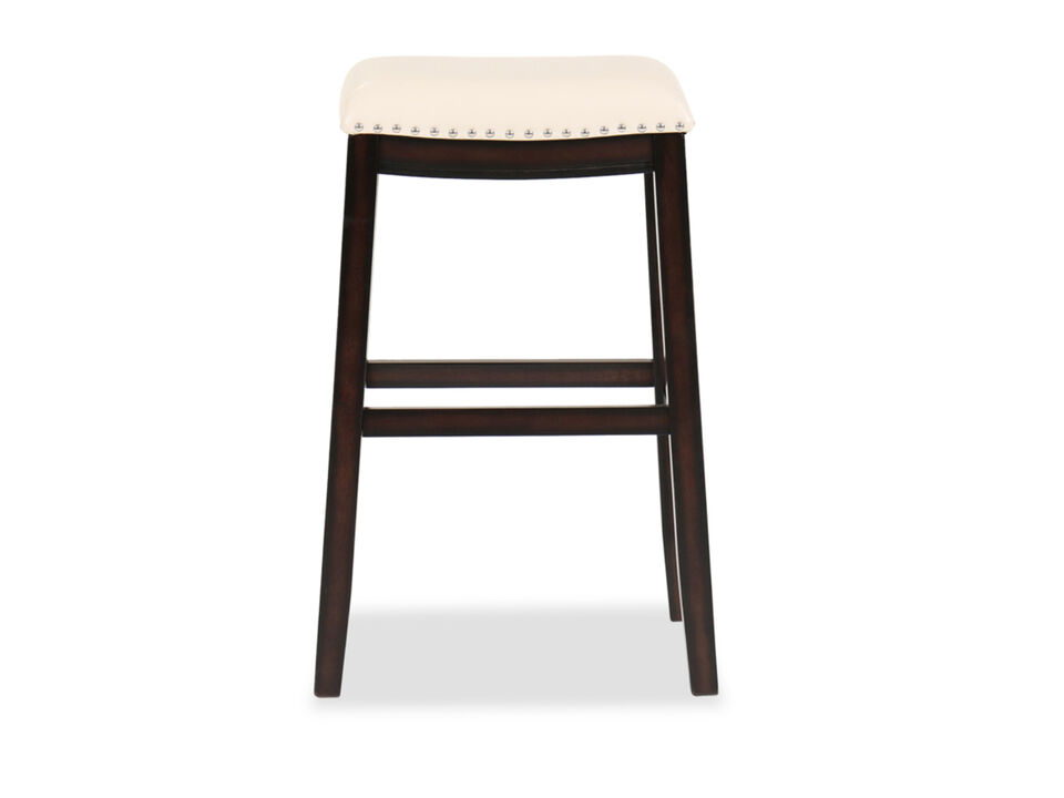 Lemante Nailhead Accented Barstool in Ivory
