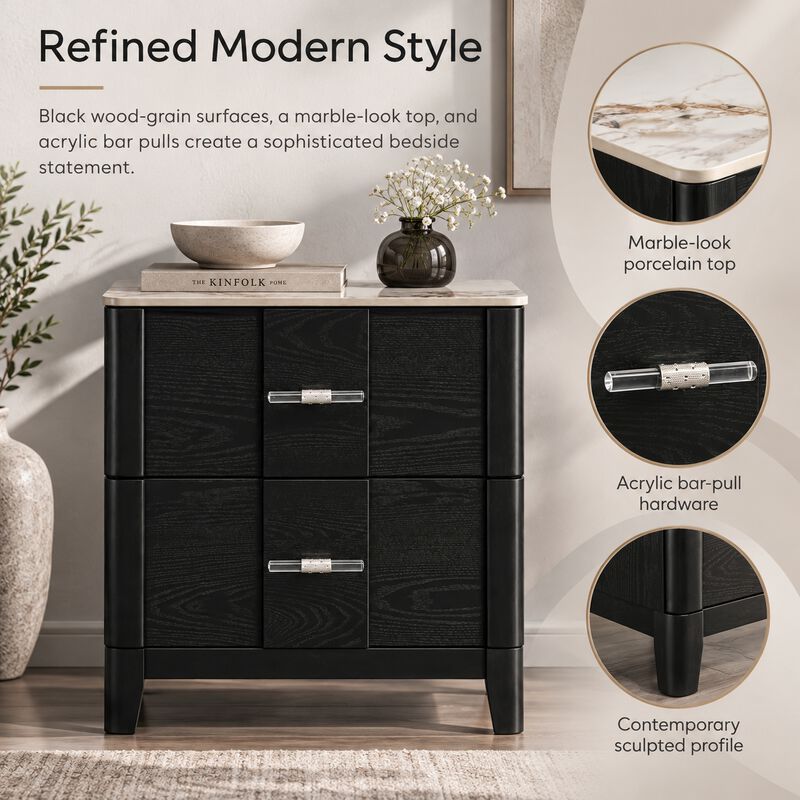 Wynavere Porcelain-Top 2-Drawer Nightstand image number 4