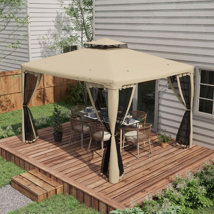 Hivvago 9.6' x 11.6' Garden Gazebo with Double Roof