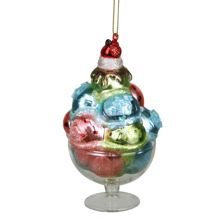 4.5'' Pink and Green Glass Matte Finish Ice Cream Christmas Ornament