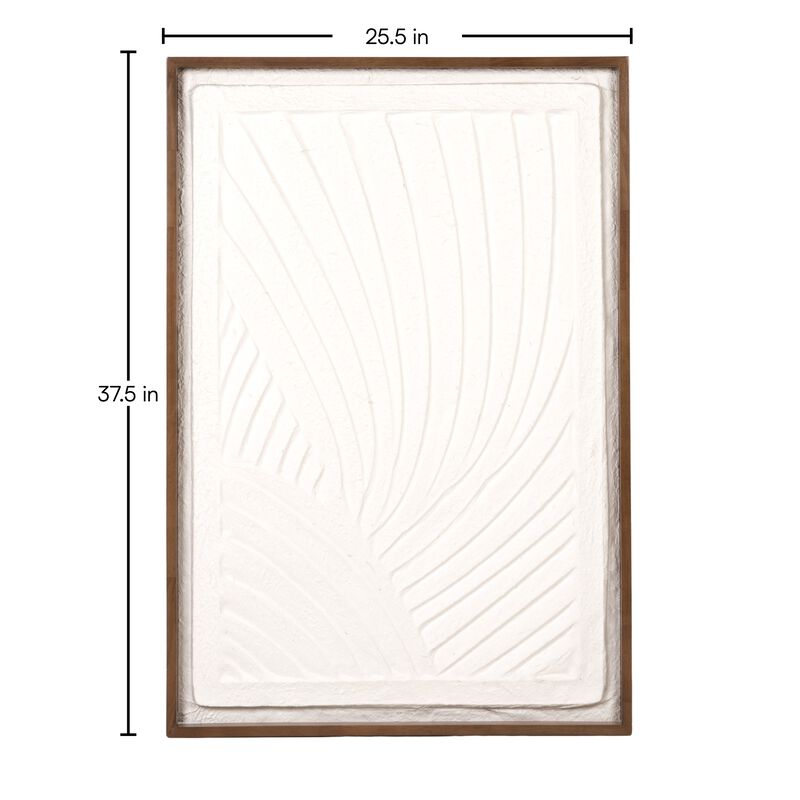 Rowena Interiors Oak Wood Framed Textured Wall Art Panel with Organic Relief Design, Cream image number 4
