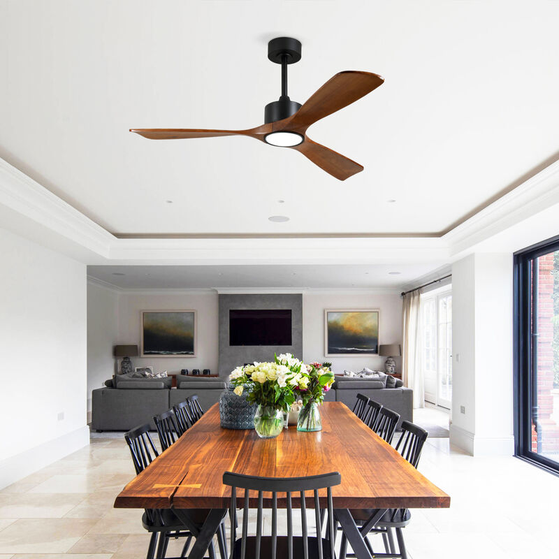 ELEMENT ACE 52 Inch 3 Rod Ceiling Fan with Dimmable LED Light Kit, 6 Speed Reversible Quiet DC Motor, Remote Control for Patio Living Room Bedroom Office Indoor Use image number 5