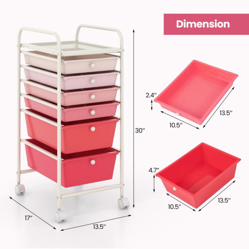 Hivvago Multifunctional 6 Drawers Rolling Storage Cart Organizer