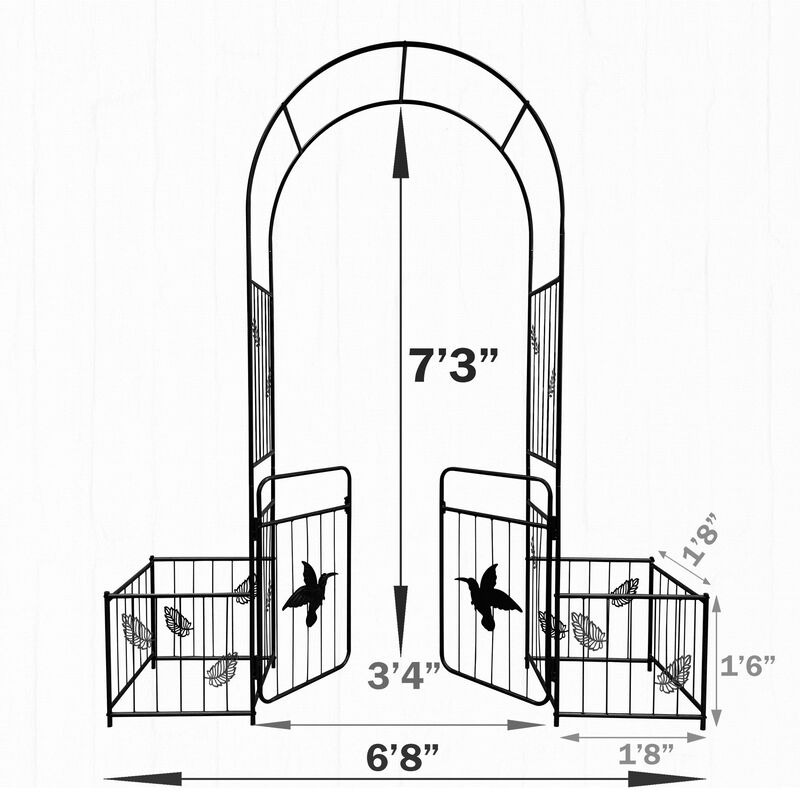 Metal Garden Arch with doors Garden Arbor Trellis Climbing Plants Support Arch Outdoor Arch image number 4