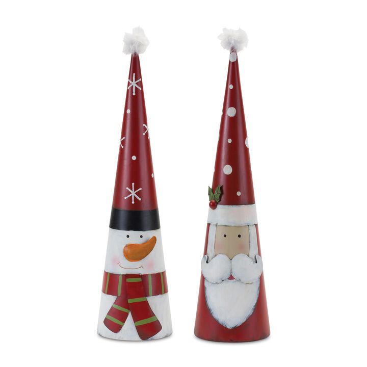 Set of 2 Santa and Snowman Figurines for Winter Decorations