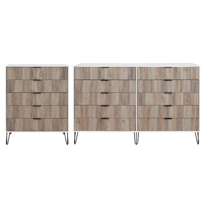 Dumbo Dresser and Chest of Drawers Set in White and Gray