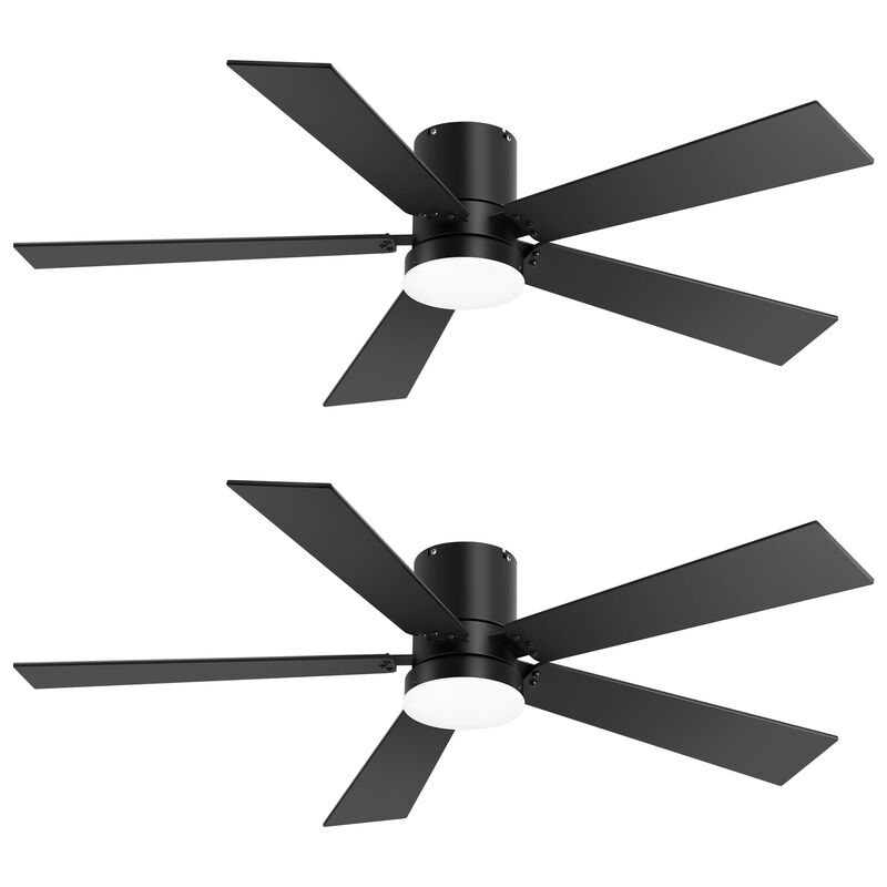 Breezary 2-Pack 42" LED Ceiling Fan with Light, 5 Blade, 6 Speed, Quiet Flush Mount, Remote image number 0