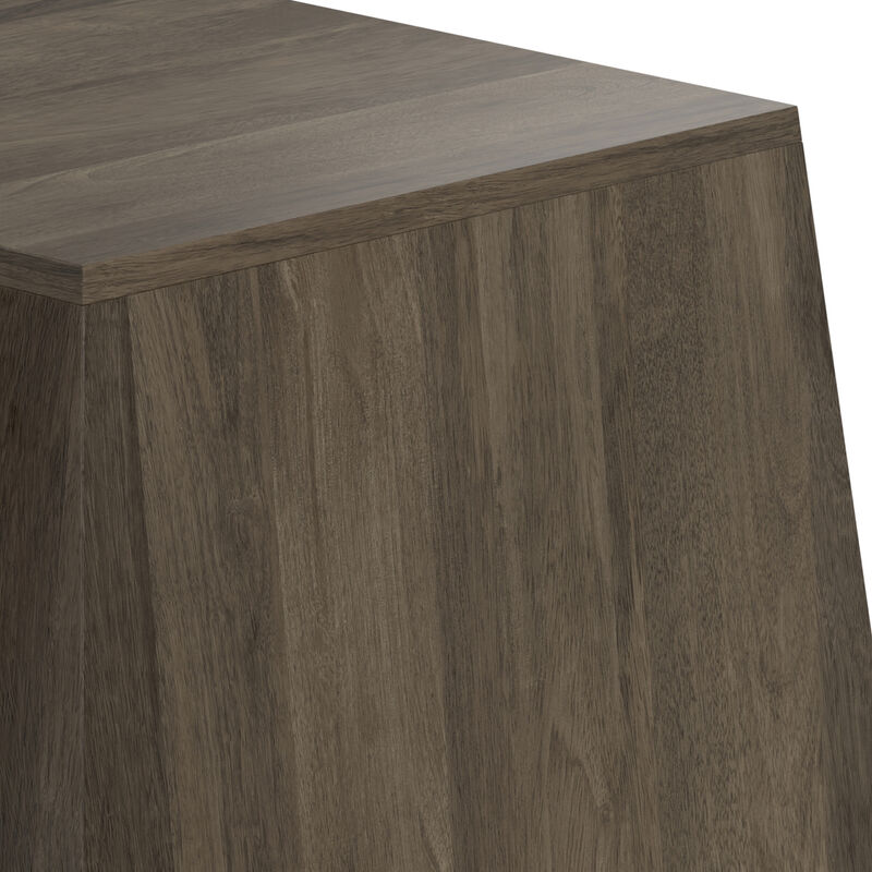 Terry SOLID MANGO WOOD 16 inch Wide Irregular Contemporary Side Table in Ash Grey, Fully Assembled