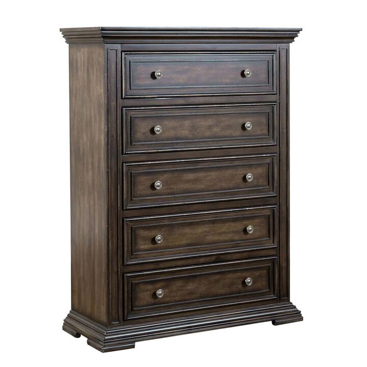 Liberty Furniture Big Valley 5 Drawer Chest in Whitestone w/ Heavy Distressing