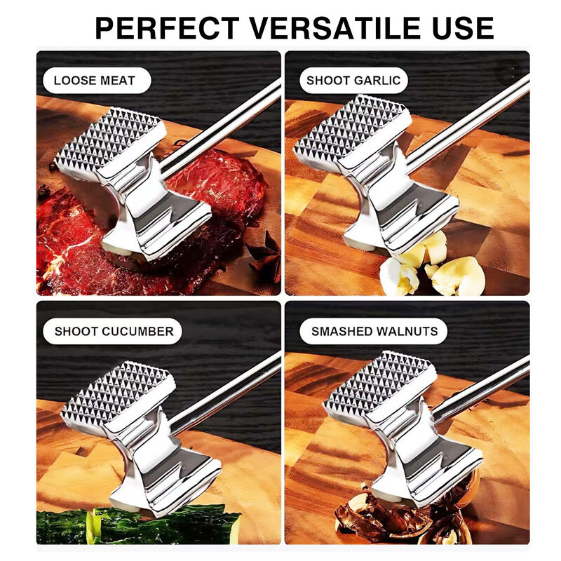 Dual-Sided Meat Tenderizer With Wooden Handle image number 4