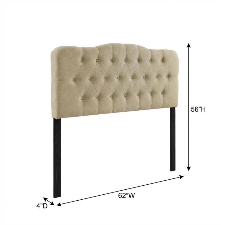 Upholstered Queen Fabric Headboard with Soft Padding and Durable Frame