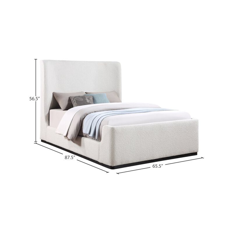 Meridian Furniture Oliver Cream Boucle Fabric Queen Bed