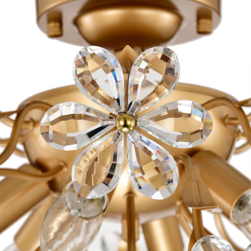 Paola 6-Light Glossy Bronze Daisy Flower Crystal Glass Sputnik Branch Flush Mount image number 6