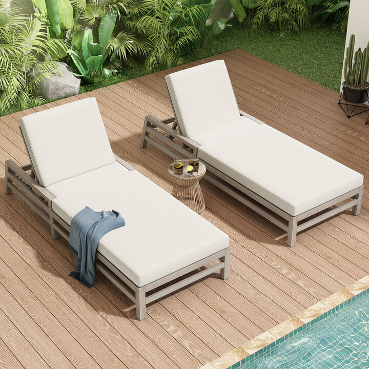 Wooden Patio Chaise Lounge