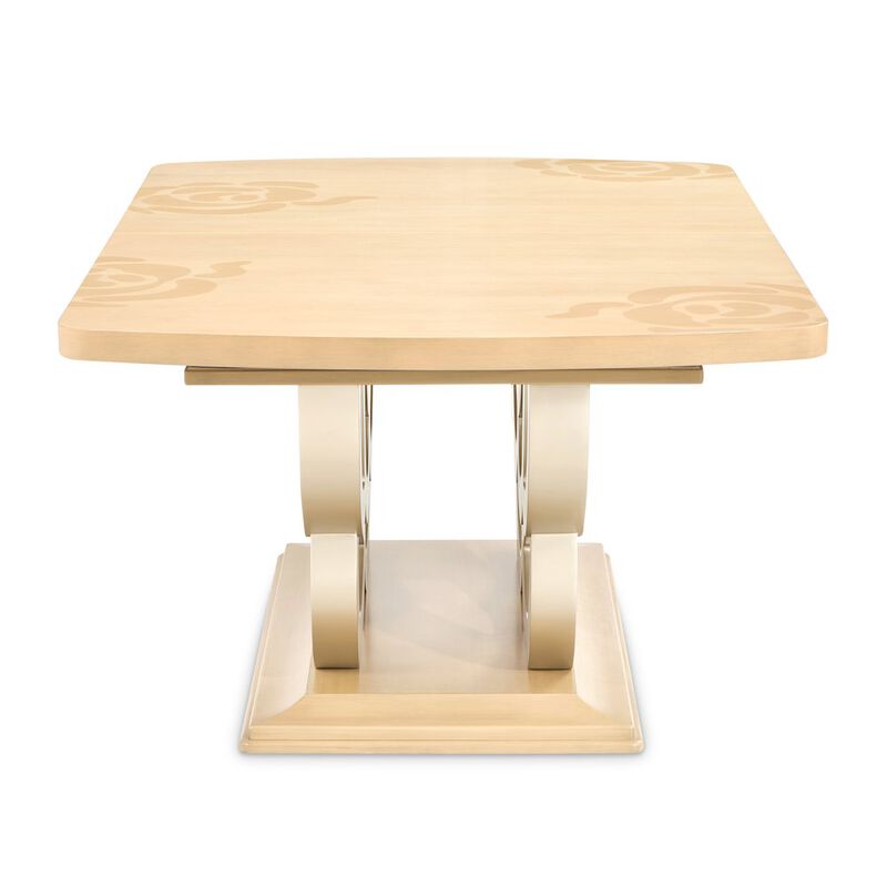 Michael Amini Camellia Field Rectangular Pedestal Dining Table - Caramel image number 3