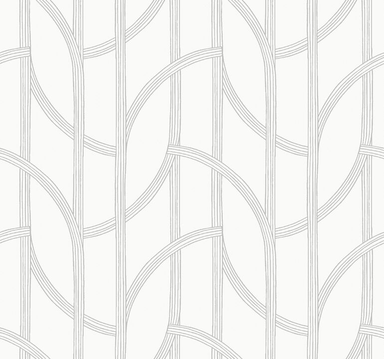 Salvo Silver Curved Contours Wallpaper