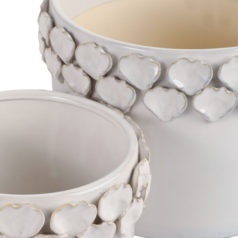 Flower Petal Applique Planters, White set