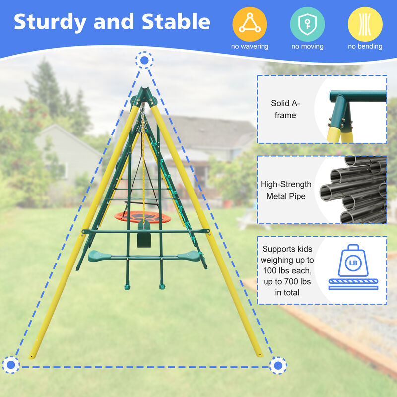 Nukurd 6-in-1 Kids Outdoor Swing Set image number 5