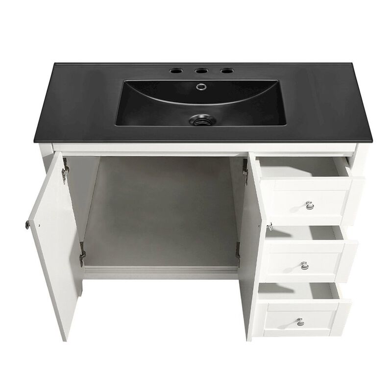 Cannes 48 in. White Bathroom Vanity with 3-Hole Ceramic Sink Top image number 2