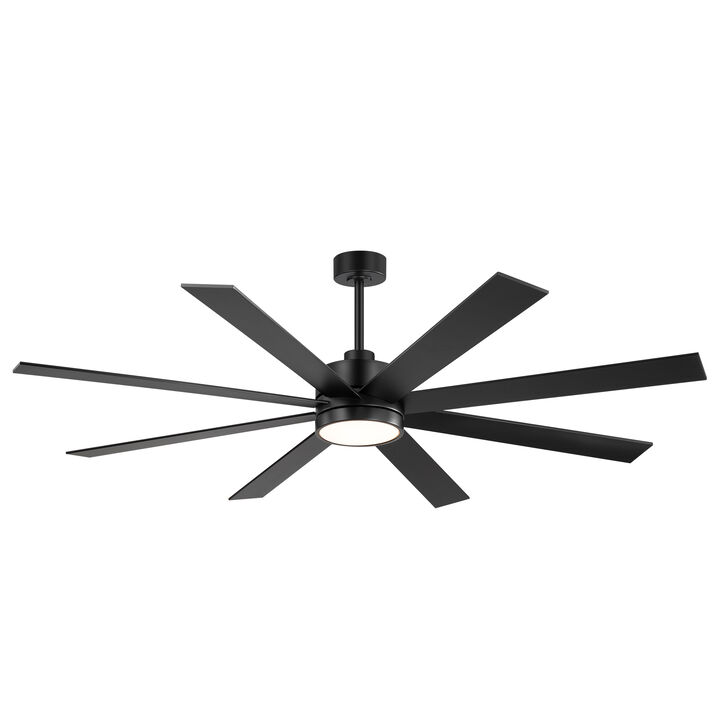Breezary 72" LED Ceiling Fan with Light, 8 Plywood Blades, 6 Speeds, Remote Control