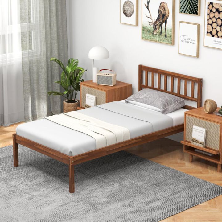 Hivvago Wood Bed Frame with Headboard and Slat Support