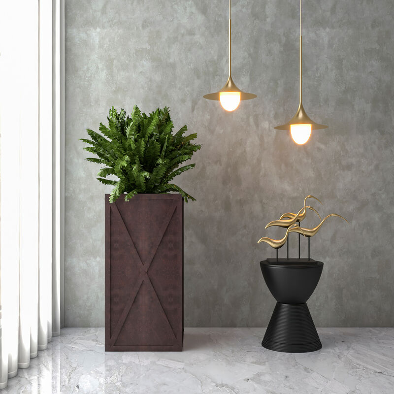 LeisureMod Papyrus Series Rectangle Fiberstone and MgO Clay Planter