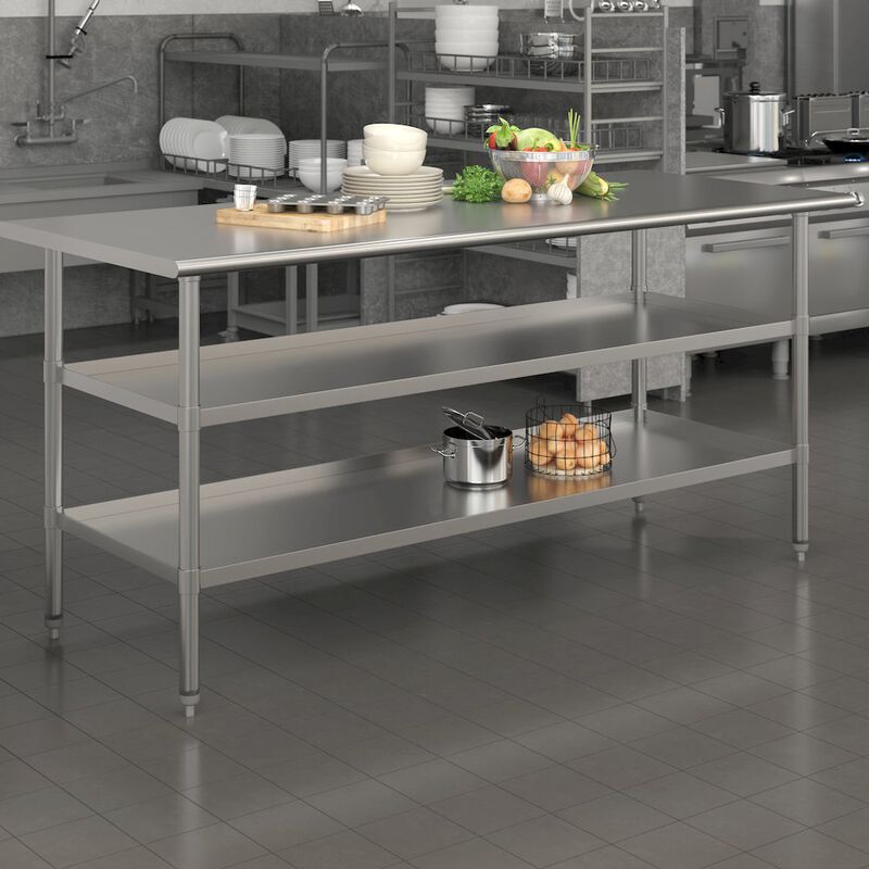 Flash Furniture l Stainless Steel 18 Gauge Work Table with 2 Undershelves image number 4