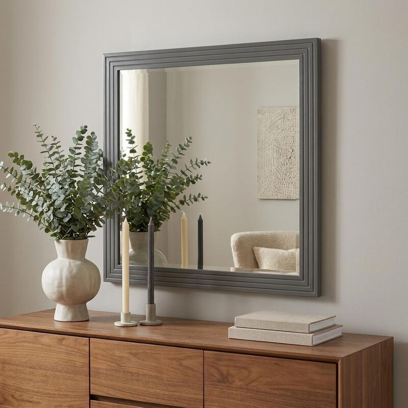 HomeRoots 36" Gray Wood Framed Accent Mirror image number 1