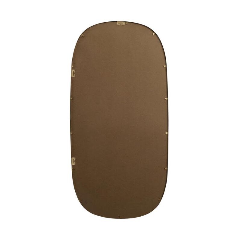 Elegant Decor Metal Frame Oval Mirror 30x60 Inch in Brass