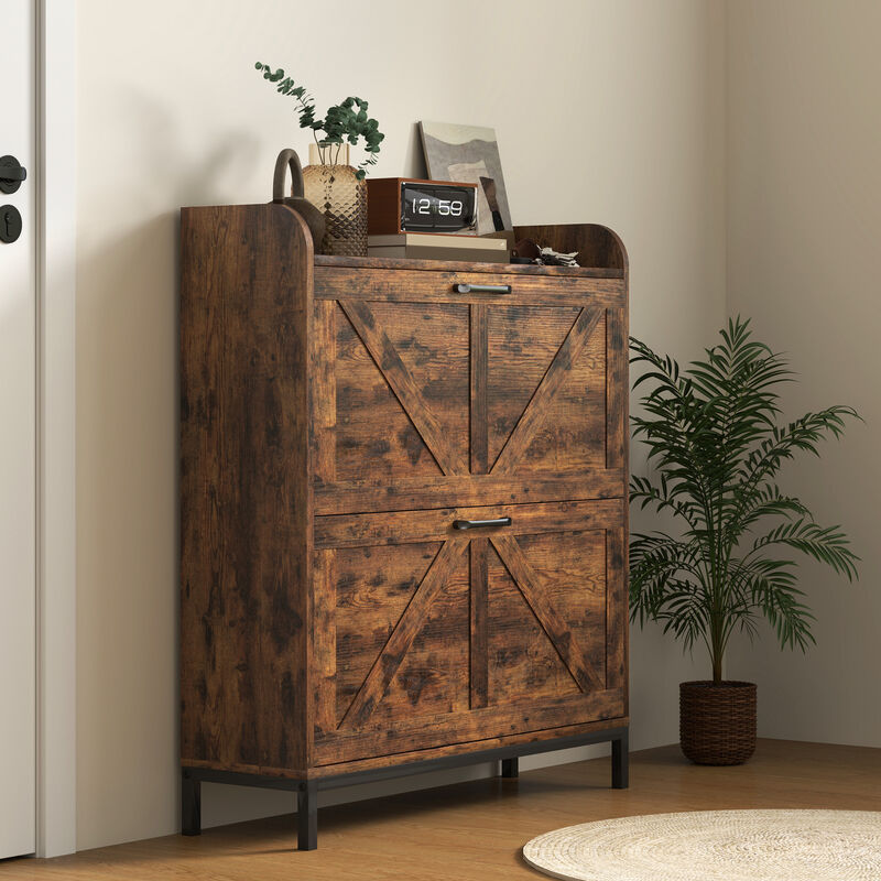 Shoe Cabinet with Doors and Shelves for Entryway or Bedroom Storage image number 4