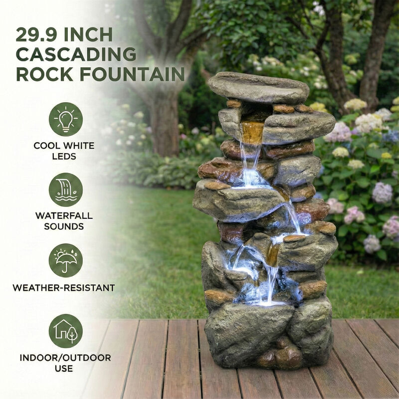 Outdoor Water Fountain Large Stone Fountains for Patio Yard Garden image number 4