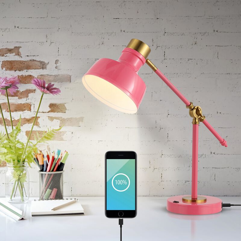 Allegra Classic Farmhouse Adjustable Cantilever LED Task Lamp with USB Charging Port