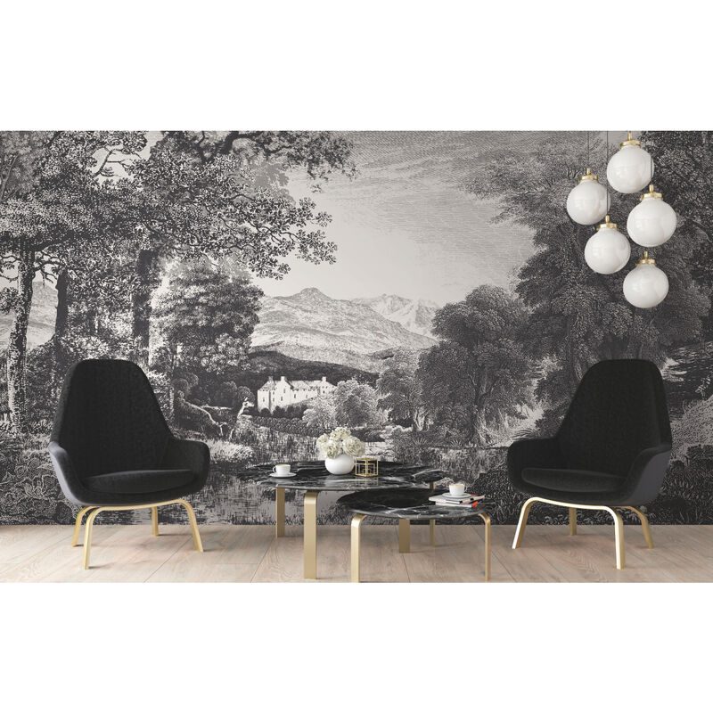 Provincial Scenic Black Wall Mural (Set of 2) image number 1