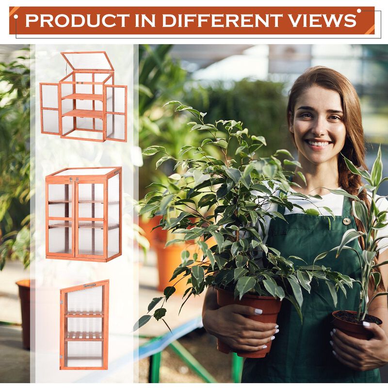 Wooden Plant Nursery: 30"x24"x43" Mini Greenhouse Cold Frame