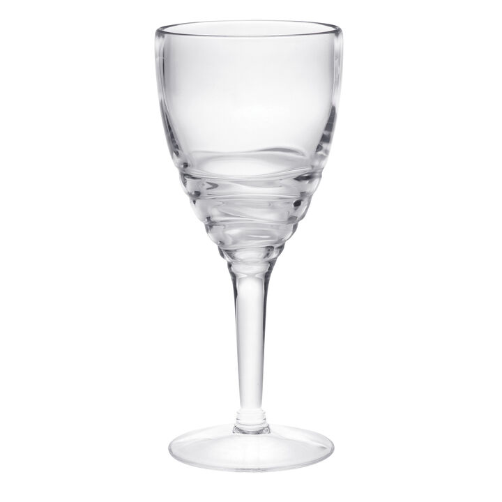 HomeRoots Set of Four Clear Swirl Acrylic Stemmed All Purpose Wine Glass