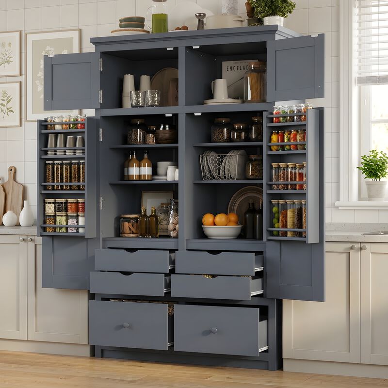 Merax Extra-Wide Storage Cabinet with 6 Drawers, Top Cabinets & Adjustable Shelves image number 1