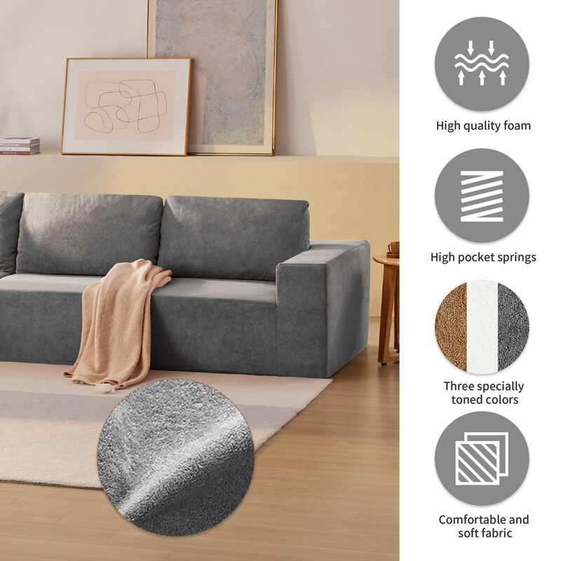 MONDAWE Modular 5 Pieces Free Combination L Shaped Sectional Sofa,Luxury Floor Couch Set,Upholstered Indoor Furniture,Foam-Filled Sleeper Sofa Bed