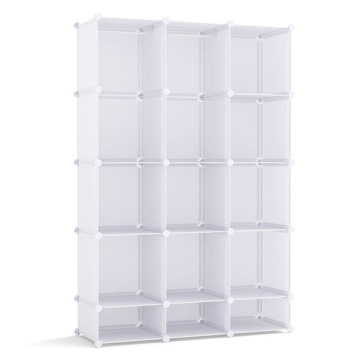 Modular Baby Wardrobe with 13 Cubes, Hanging Rod and Storage Shelves